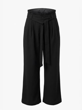 Black Wide-Leg Tie-Waist Pants